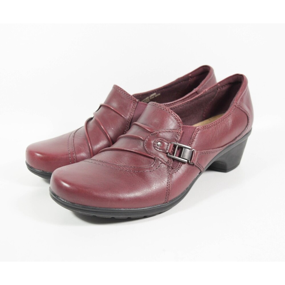 Earth Origin Roxanne Burgundy Leather Slip On Loafers Low Heel Shoes Sz 11M - Picture 3 of 8